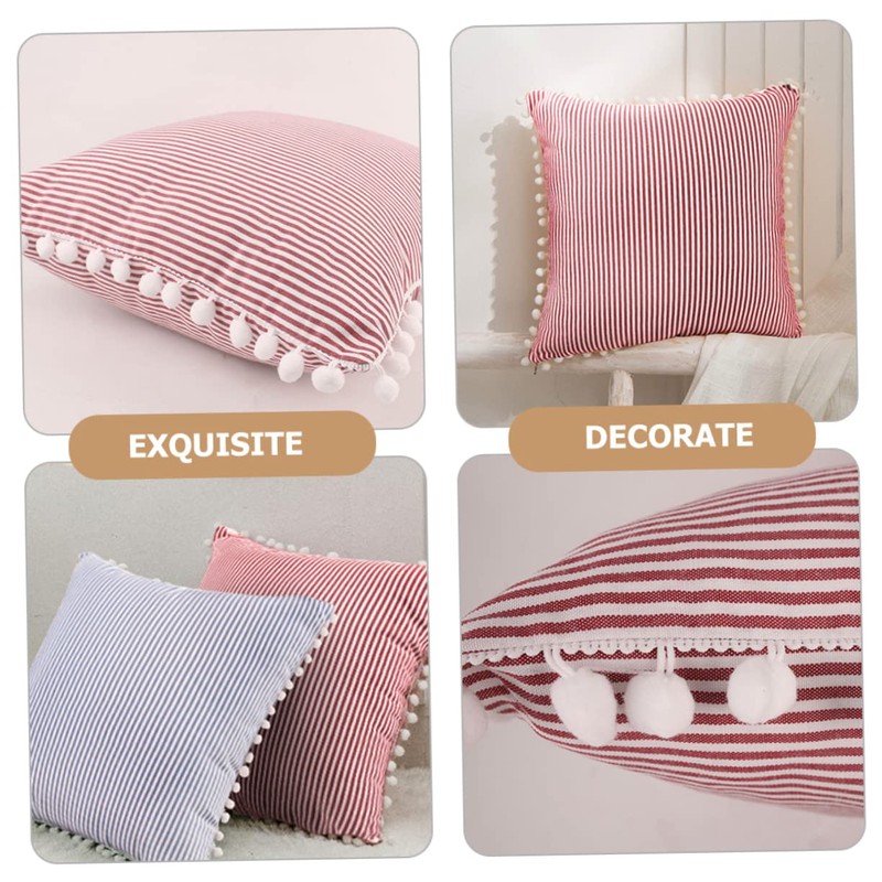 CHILDWEET Soft Stripe Throw Pillow Cover Creative Red Striped Design