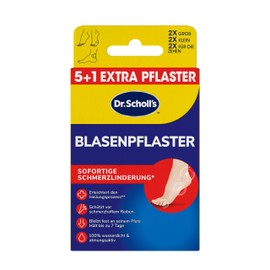 Dr. Scholl's Dr. Scholl's Blasenpflaster, Lindert Blasenschmerzen sofort, 2 gro?e, 2 kleine Pflaster und 2 f1r die Zehen, 100 Prozent wasserdicht und atmungsaktiv, h?lt bis zu 7 Tage