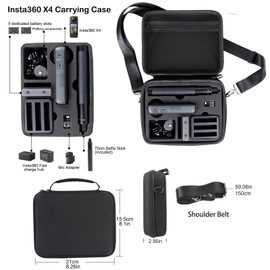 PellKing Accessory Bundle for Insta360 X4,Hard Shell Carrying Case with Shoulder Belt,Selfie Stick,Backpack Clip,Sreen Protector,Head Strap Mount,360 Rotation Bike Handlebars Mount,Helmet Mount,etc
