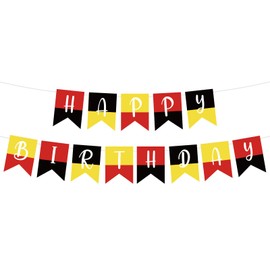 Cartoon Mouse Happy Birthday Banner, Pre-Strung Cartoon Mouse Style Bunting Birthday Party Decorations Black and Red Bunting for Boys Girls 1st 2nd 3rd Baby Shower Party Supplies