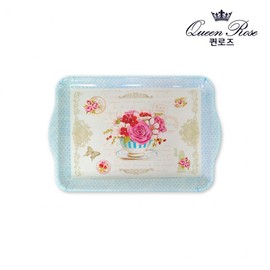 Magic Clean Queen Rose Blue Round Medium Basket Tray Rounded Edges