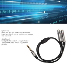 6.35mm 1/4 Inch Mono Male to Dual Female Jack Cable, 19.7in Aluminum Alloy Shell 6.35mm Stereo Splitter Y Cable, for Amplifiers, Mixers, Speakers, Guitars