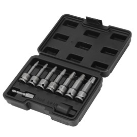 9Pcs 3/8 Drive Screw Extractor Set, Powerful Left Hand Screw Design, Easy Out Stripped Screw Remover Kit with Standard 3/8in Screwdriver Design