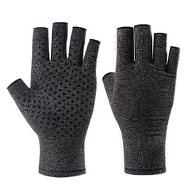 Arthritis Compression Gloves, for Arthritis, Rheumatoid, Osteoarthritis, Carpal Tunnel Pain, for Women Men, Fingerless Hand Thumb Compression Anti-Slip Glue dot Gloves for Work (Gray, M)