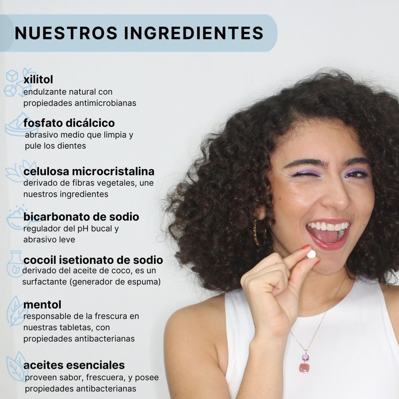 TeethTab Pasta Dental en Tabletas sin flúor Tropical 20g Mini