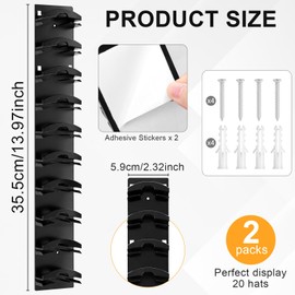 QEEYON 2 Pack Hat Organizer For Baseball Caps, Wall Mounted Hat Rack holder