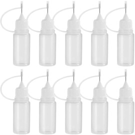 HappyHome Dropper Bottles, 10ml Divided Bottles, Divided Containers with Needles and Eyedropper, Translucent PET Set of 10 (10 ml x 10 pcs)