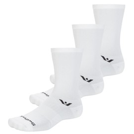 Swiftwick- ASPIRE SEVEN (3 Pairs) Cycling Socks, Firm Compression Fit, Tall Crew (White-Circuit, Medium)