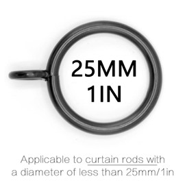 Joyangy 1 inch Black Metal Drapery Curtain Eyelet Rings for Curtain Panels 24Pcs
