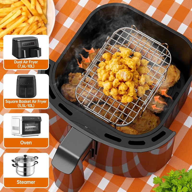 HONYAO Hot Air Fryer Accessories Stackable Cooking Grate for Dual
