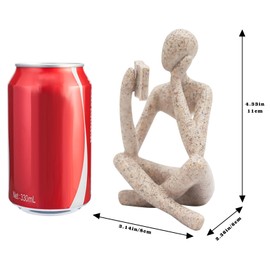 MinrzPet Bookshelf Decor, Reading Thinker Sculpture Figurine, Coffee Table Decor, Entry Way Table Home Decor, Decorative Statue for Living Room, Office, Bedroom, Gift