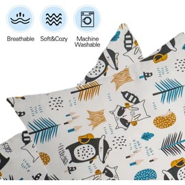 Children's Cushion Cover Decorative Patterned 80 x 80 cm, 1 Pack Baby Toddler Cushion Covers for Prams, Organic Cotton Pillowcase with Zip