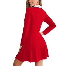 Laqeyko Women's Wednesday Addams Costume Long Sleeve Fit and Flare Skater Dress Sabrina Spellman Costume Plus Size Red LA255-2-XL