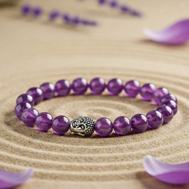 Astrotalk Natural Amethyst Bracelet | Healing Crystals for Calmness & Spiritual Growth | Natural Amethyst Crystal Bracelet for Women & Men | Durable Bracelet String with Certificate of Authenticity