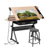 SUPER DEAL Adjustable Drafting Table Set with Charging Station, Tilting