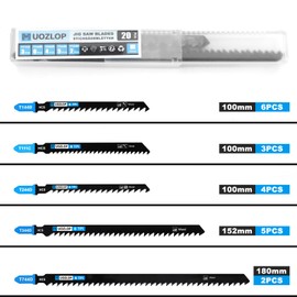 MUOZLOP 20-Piece Jigsaw Blades, T-Shank Jigsaw Blade Set with Storage Case for Wood, Saw Blades Jigsaw Accessories (20 Pieces (T111C/T144D/T244D/T344D/T744D))