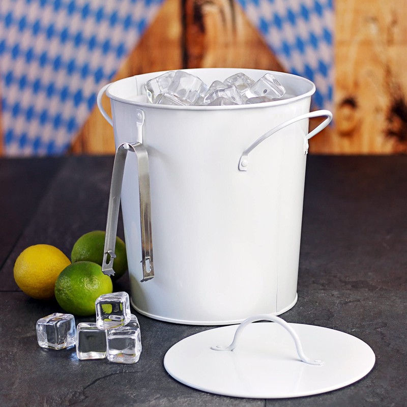 bar@drinkstuff Galvanised Steel Insulated Ice Bucket White - Metal Party