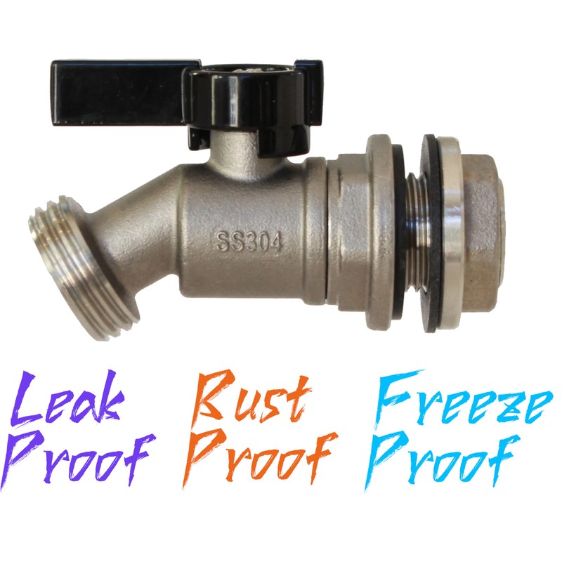 RAINPAL RBS006 Stainless Steel Rain Barrel Spigot (Quarter Turn Ball