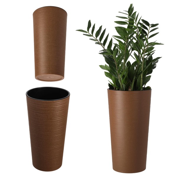 KADAX Flower Pot With Wood Chips, Elegant Planter With Removable
