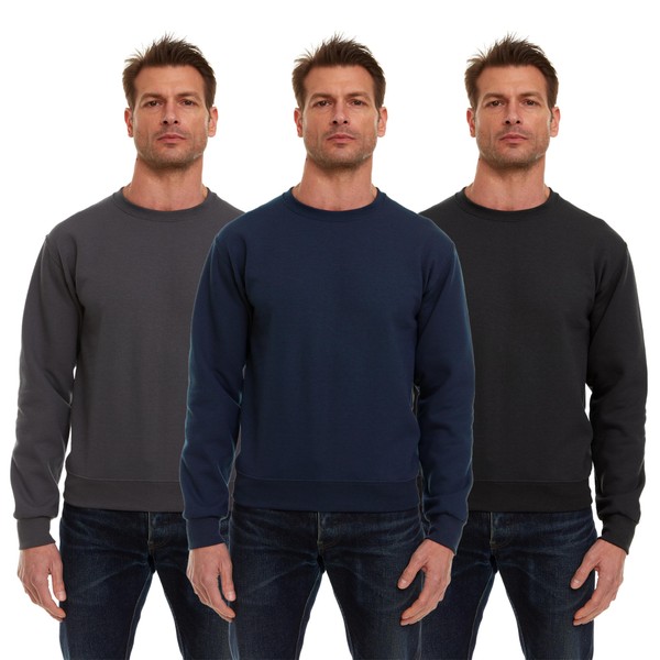 BILLIONHATS 3 Pack Men’s Crewneck Sweater Bulk Multipack, Cotton, Screenprinting