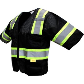 (Set of 3) Troy Safety MV7813 Class 3 Two Tones High Visibility Reflective Strips Breathable Ployester Mesh Vest W/Pockets | ANSI ISEA 107-2015 Certified (L, Lime)