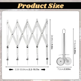 5 Wheel Stainless Steel Pizza Cutter with Double Wheel Dough Divider Expandable Multi Use Pastry Knife Baking Roller for Kitchen