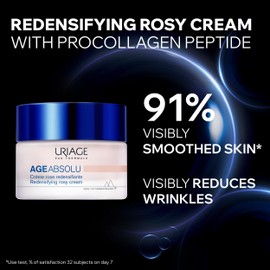 Uriage Age Absolu Firming Rose Cream with Retinol, Hyaluronic Acid, Vitamins C&E - Booster Procollagen X6 - Visibly Reduces Wrinkles Rosy, Creamy Texture for Instant Radiance - 50 ml