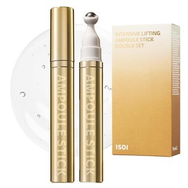 ISOI Intensive Lifting Gua Sha Ampoule Stick, Eye Roller, Under Eye Serum for Dark Circles, Puffy Bags, and Wrinkles with Bulgarian Rose Oil & Peptide Complex, Korean Skin Care (1 fl.oz, 15mlx2)