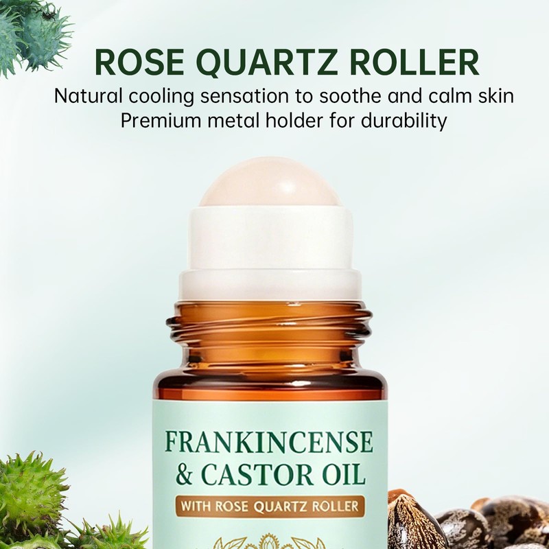 Fiorland Frankincense & Castor Oil Roll with Rose Quartz, 50ml