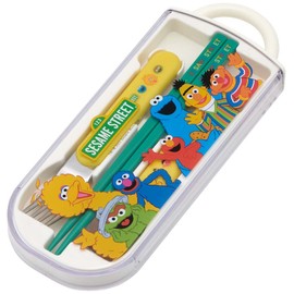 Skater TACC2AG-A Children's Antibacterial Trio Set, Chopsticks, Spoon, Fork, Sesame Street, Made in Japan