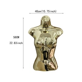 Perfeclan Female Mannequin Torso Female Dress Model Fashion Body Props Half Length Female Mannequin Tailors Dummy for Gold