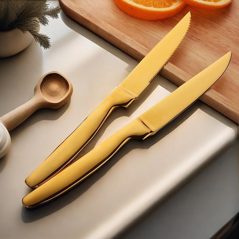 Keiwhsly Serrated Steak Knives Set of 8, Stainless Steel 8.7