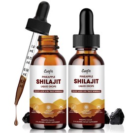 Shilajit for Men & Women, Pure Himalayan Shilajit Energy & Immunity Supplements Liquid Drop/Drink Rich in Ashwagandha, 85+ Trace Minerals & Fulvic Acid, Pineapple (4 Fl Oz)