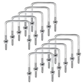 AUSYIWI Pack Of 10 U-bolts M6 Bolts U U-bolts 80 x 50 CM, Square U-bolt Stainless Steel, Bracket Bolts With Nuts Frame Plate Round Washers, U Bracket With Thread