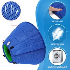 Soft Dog Cone Collar for Dogs After Surgery, Buster Collars for Dogs and Cats, Adjustable Neck Recovery Collar for Pets, E-Collar for Dogs, Protective Head Cone for Dogs Prevent Licking (Blue Size 9)