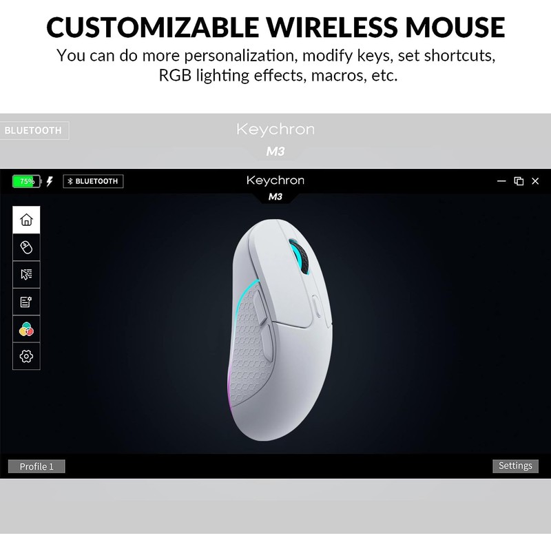 Keychron M3 Wireless Mouse, PAW3395 Sensor with Programmable Macro Button