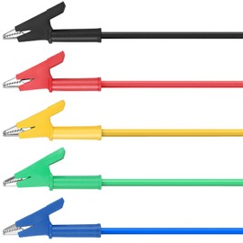 AMTOVL Double Ended Alligator Clips 5 PCS 15A Test Lead Wire Cable with Insulators Clips Test Flexible Copper Cable for Electrical Testing 1M/39in