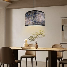 Kinhwa Decorative Lampshades Round Lampshade Unique lampshade for Chandeliers, Floor Lamps, Table Lamps 11.81"×7.87" Bamboo lampshade. Mandarin Blue