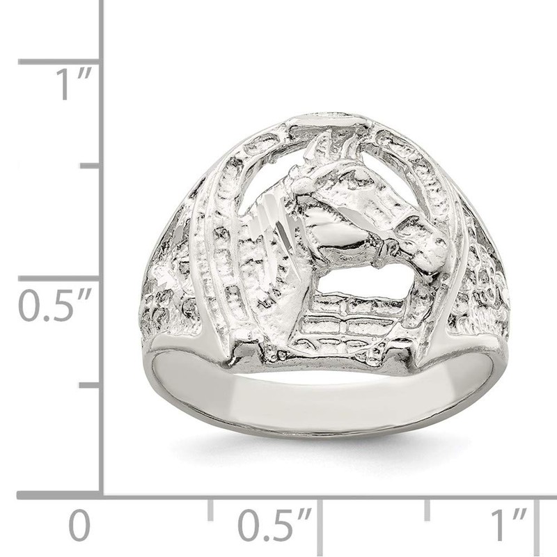 FB JEWELS Solid Sterling Silver Horseshoe Ring Size 12