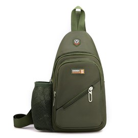 Shirolilu Travel Lightweight Sling Bags with Water Bottle Holder & Earphone Hole, Adjustable Nylon Crossbody Chest Backpack, Water Resistant Shoulder Hiking Daypack (Earth Green)