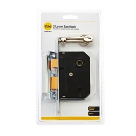 Yale Essentials 2.5 Inch/64 mm 3 Lever Sashlock Easy Fitting Template and Instructions, Mortice Locks for Internal Doors Provides Door Latching in Addition to Lock and Key Door Security, Chrome