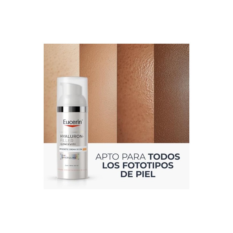 EUCERIN Crema de día FPS 30 Hyaluron-filler +Longevity Epigenetic, 50ml