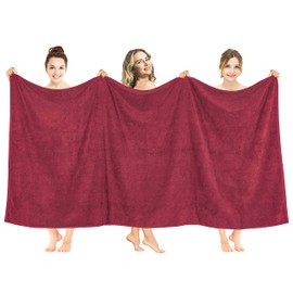 American Soft Linen Oversized Bath Sheet 40x80 Extra Large for Bathroom, 600 GSM 100% Cotton Turkish Jumbo Bathsheet Towels for Adults Bordeaux Red Bath Sheet