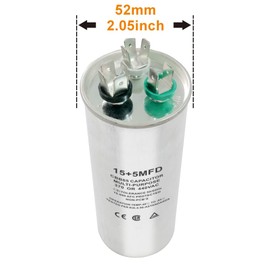 CBB65 Start Capacitor with Dual Run Function ±5% 440VAC Combination Capacitor for Air Conditioner Units, Fan Motor Start, Heat Pumps, Condensers in Straight Cool Systems (15 + 5 uf, 2)