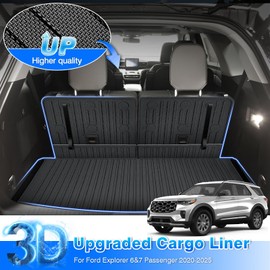Cartist Trunk Mat & Backrest Mat Fits for Ford Explorer (6&7 Passenger) 2020 2021 2022 2023 2024 2025 All Weather Rear Cargo mat for 2020-2025 Explorer Accessories