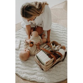 Frankie Lane French Linen.Reversible Playmat for Infants, Girl or boy. Nursery Decor Tummy time mat. Round Soft Indoor Area Padded Toddler Baby mat Rug Playroom Baby Floor mats (Sage)