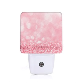 AOWULA Pink Glitter Night Light,Plug into Wall Nightlights with Dusk to Dawn Light Sensors,Nightlights for Bedroom/Bathroom/Hallway/Kitchen,Nightlight for Boys Girls Women Men