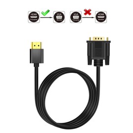 IOSSIOPPIA HDMI to VGA Computer Cable Gold-Plated HDMI to VGA 1.8m Cable (Male to Male) HDMI Cable HDMI to VGA Adapter Computer Connector Cable HD Black with HD Conversion IC chip (HDMI to VGA)