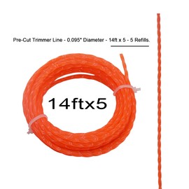 Karbay 5 Pack AL2420P Pre-Cut 0.095-Inch Twisted Line Compatible with EGO 56-Volt 15-Inch Trimmer & Multi-Head String Trimmer Attachment