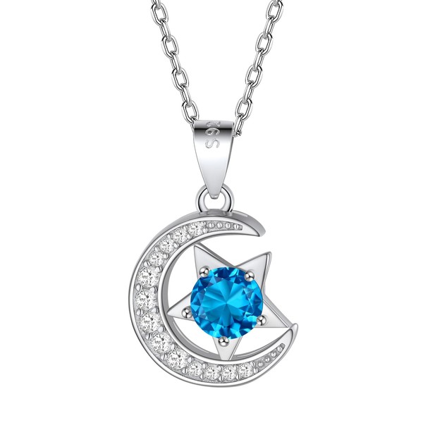 FindChic 925 Silver Necklace, Women's, 12 Months, Birthstone Synthetic Stone,